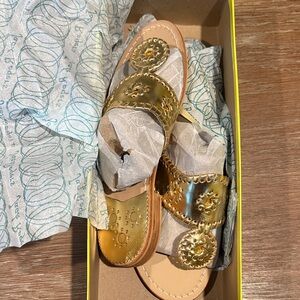 Jack Rogers Gold Hamptons Flat Slide Sandals